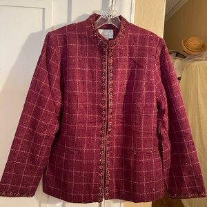 Susan Graver Burgundy Plaid Women's Blazer